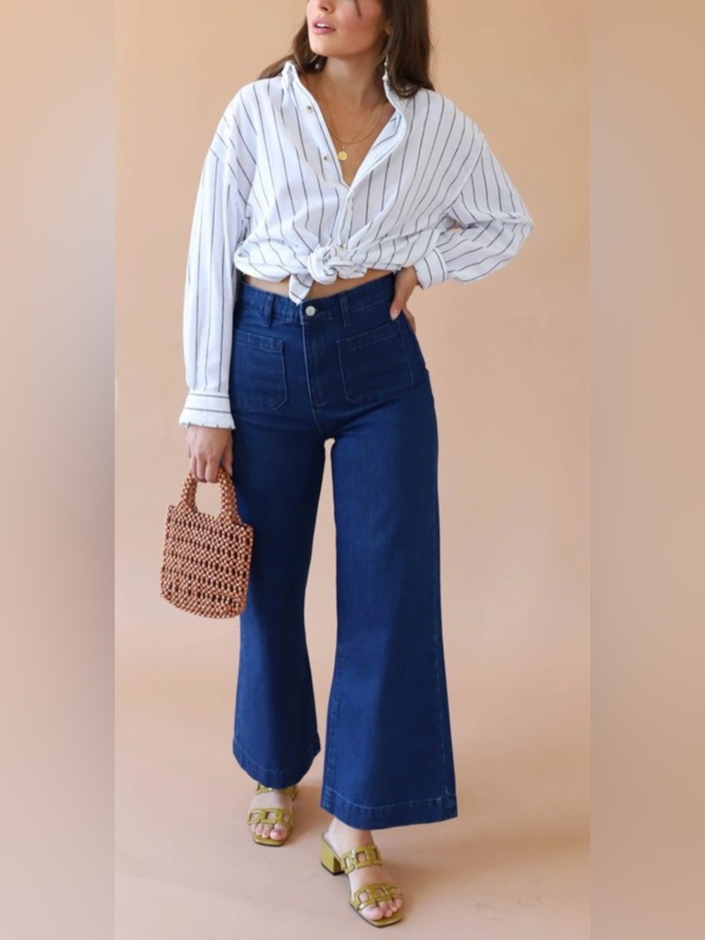Rollas Jeans High Rise Wide Leg Sailor Jean Brigitte Blue Wash size 25